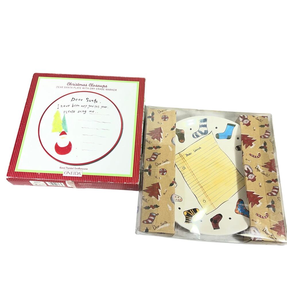 Tabletops Lifestyles Oneida Dear Santa Christmas Cookie Plate Lot 2 Ceramic